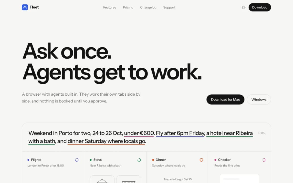 Fleet template, home page