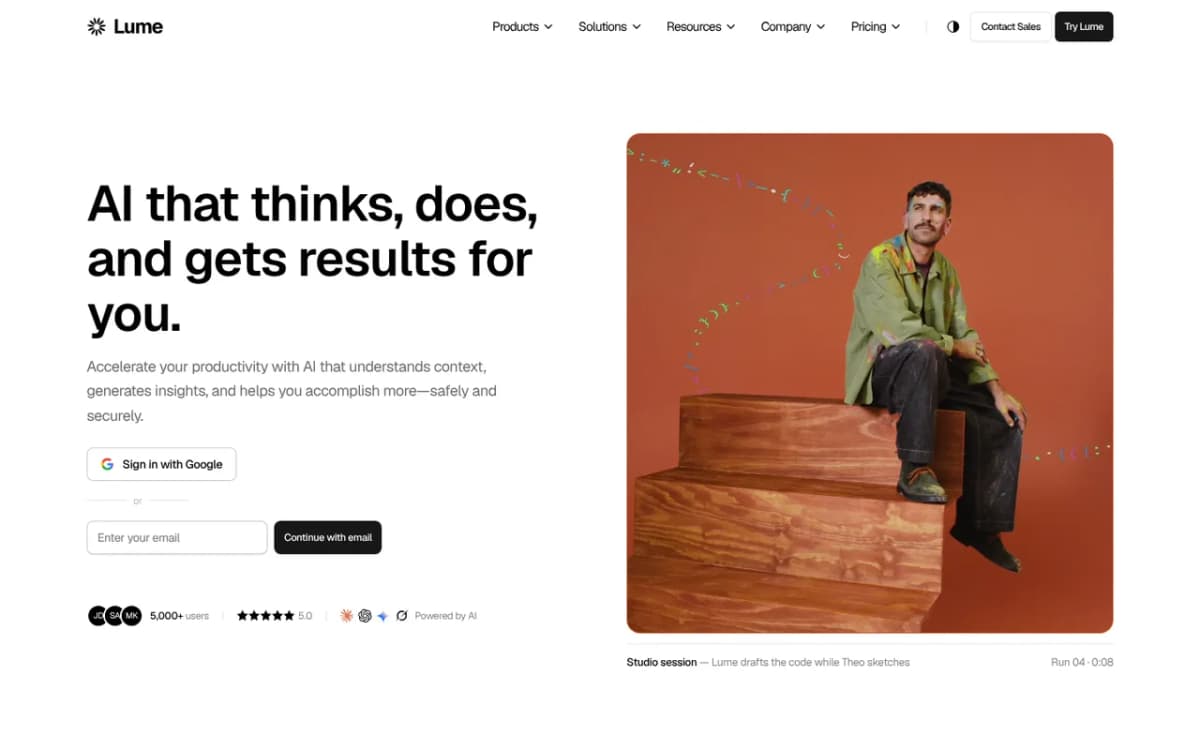 Lume template, home page