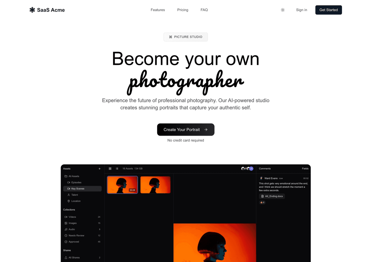 Agenta template light theme preview