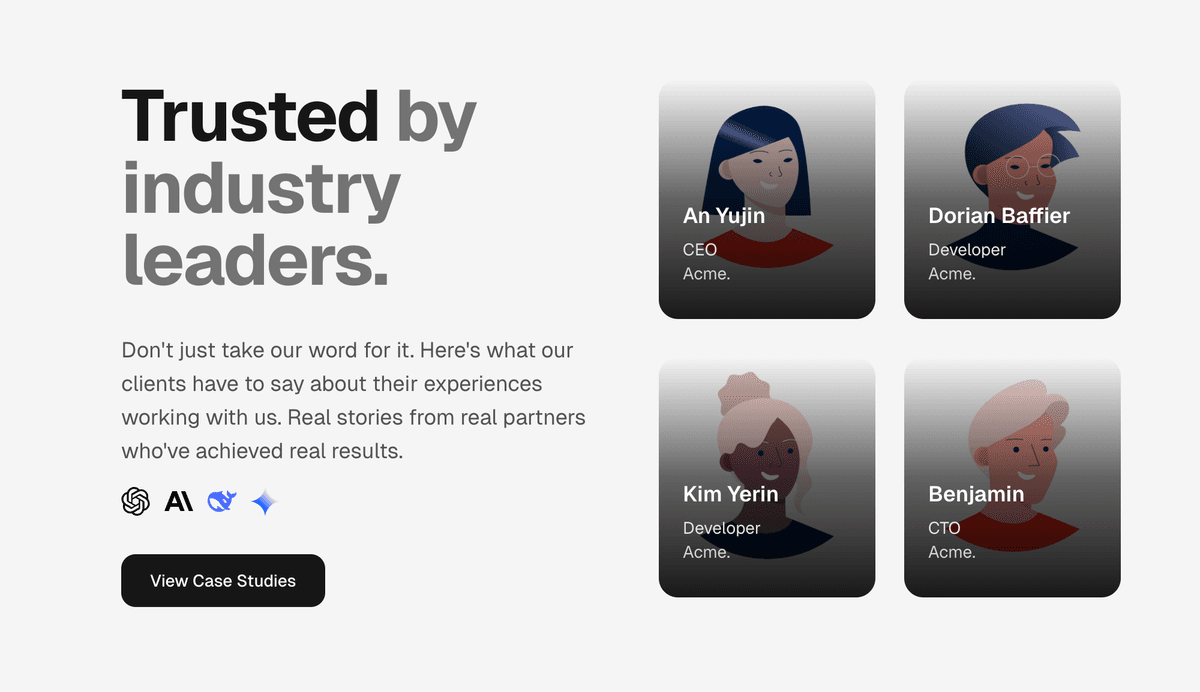 Testimonials block preview